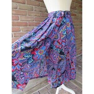 VTG Greenwich Square Multicolor Lap Skirt Midi Size 9/10 High Waist Retro Bright